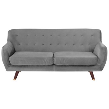 Sofa 3-osobowa welurowa szara BODO