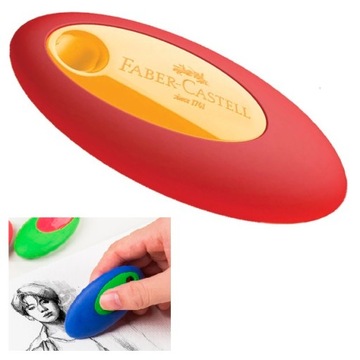 FABER-CASTELL Gumka do mazania ścierania grafitu PVC-Free Oval KOLOROWA
