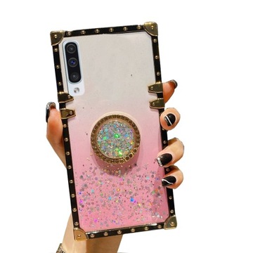 ETUI DO SAMSUNG A70 MOCNE BROKAT RING CASE + SZKŁO