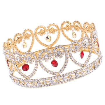 c/ Diamante Rhinestone Heart Baroque Tiara Bridal Red