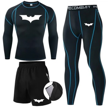 Męski kompresyjny zestaw bielizny MMA męski kalesony T-shirt legginsy