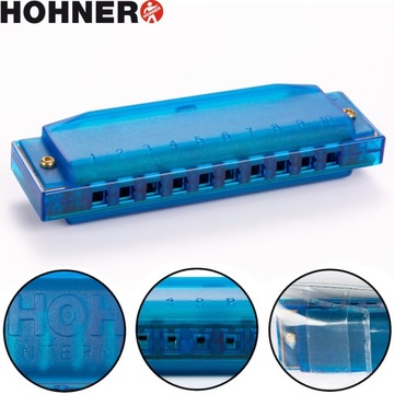 Happy BLUE COLOR Translucent Harp harmonijka diatoniczna C niebieska Hohner