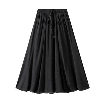 Spódnica wygodna bawełniana lniana długa spódnica dla kobiet letni koreańsk