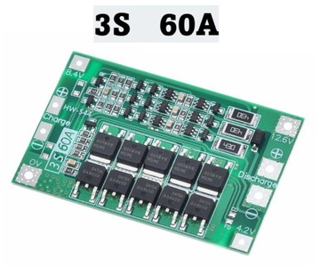 Balanser BMS 3S 60A 12.6 V Ładowarka Li-ion 18650
