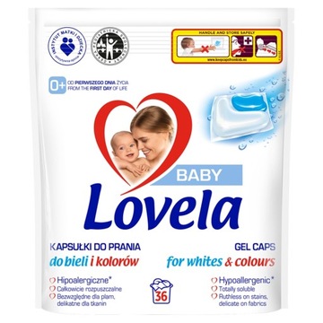 Kapsułki do prania LOVELA Baby hipoalergiczne do bieli i koloru 36 szt