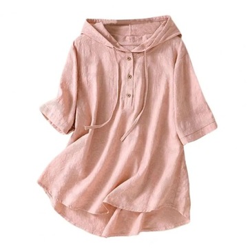 Hooded Short-sleeve Blouse Regular Fit Hooded Blou