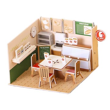 DIY Puzzle 3D Zabawki Papier i pianka EPS Sklep z kawiarniami
