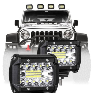 Комплект из 2 галогенных рабочих фонарей со светодиодной подсветкой 60 Вт, 12–24 В.