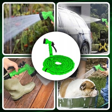 WĄŻ OGRODOWY ROZCIĄGLIWY ELASTYCZNY PISTOLET ZŁĄCZKI UCHWYT MOCNY 7w1 30m