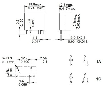 Реле JZC-32FAS-10-DC5V 10A 5V JZC-32F