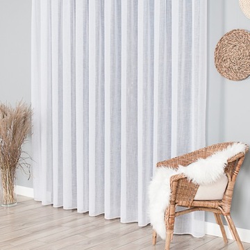 Штора по метражу, белая, 300 см, эколен, структура льна