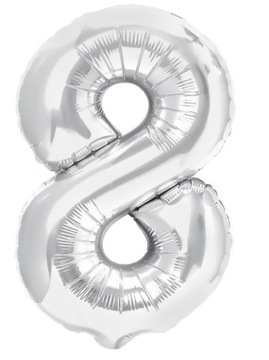 Balon Cyfra Cyferka 8 Srebrna 100 cm