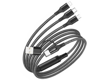 KABEL USB 3W1 3A COMBO A/C Z TRZEMA KOŃCÓWKAMI DO TELEFONU TABLETU