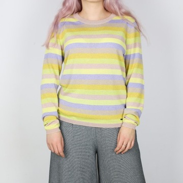 pastelowy sweter w paski Numph żółty fioletowy cienki M 38 błyszczący