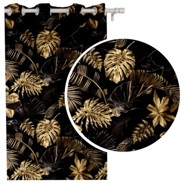 ZASŁONA MONSTERA złote liście ZASŁONY 145x250
