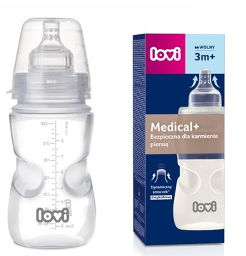 Butelka na mleko LOVI medical + 250 ml smoczek 3m+
