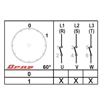 Поворотный переключатель 0-1, ВКЛ/ВЫКЛ 25А1 полюс