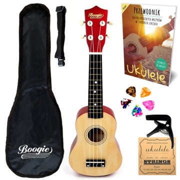 UKULELE SOPRANOWE DREWNIANE + ZESTAW AKCESORIÓW