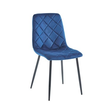Krzesło VELVET Niebieskie Loft Tapicerowane Czarne Nogi Furnitex do JADALNI