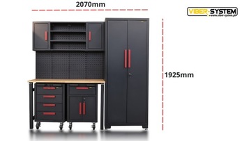 МЕБЕЛЬ ДЛЯ МАСТЕРСКОЙ С ПОДВИЖНЫМ СТОЛОМ И МОБИЛЬНЫМИ ШКАФАМИ, ШКАФОМ, ПОЛКОЙ SZ101
