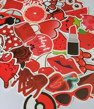 WLEPY CZERWONE Zestaw naklejek STICKER bomb 50szt