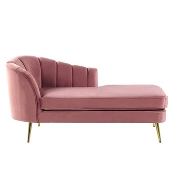 Fotel Szezlong Leżanka welurowy lewostronny różowy Sofa Kanapa