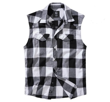 Koszula Brandit Checkshirt sleeveless white/black XXL