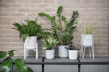 Цветочный горшок Ламела AZTEK, диаметр 19,5 см белый + серый