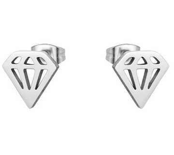 KOLCZYKI SREBRNE DIAMENTY STAL CHIRURGICZNA 316L