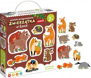 CZUCZU PUZZLE PROGRESYWNE ZWIERZĘTA W LESIE 33 EL.