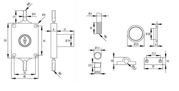Патентованный мебельный замок-накладка fi19