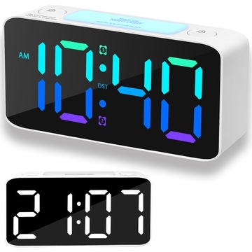 ZEGAR ELEKTRONICZNY CYFROWY LED KOLOROWY RGB ALARM