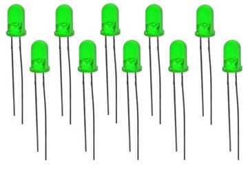 Dioda LED 5mm THT okrągła zielona - pakiet 10szt