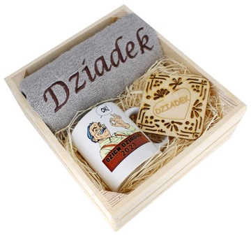 SUPER PREZENT DLA DZIADKA RĘCZNIK + KUBEK SKRZYNKA