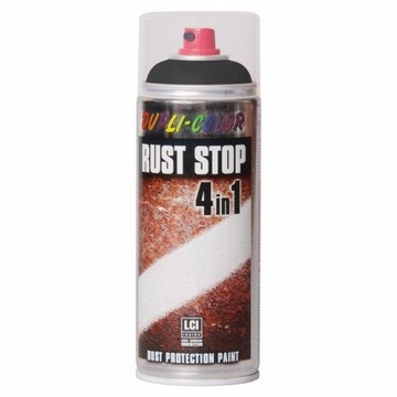 FARBA SPRAY NA RDZĘ 4w1RUST STOP CZARNY 9005 półmat 400ML