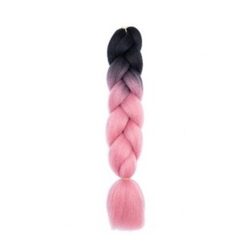 SYNTETYCZNE WŁOSY DO WARKOCZYKÓW - 120 CM - OMBRE - CZARNO-RÓŻOWE