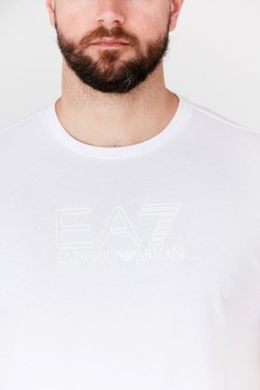 EA7 EMPORIO ARMANI Biały t-shirt męski z logo S