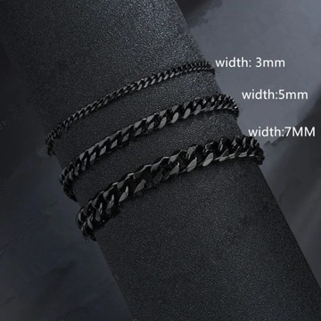 2022 New Trendy Cuban Chain Men Bracelet Classic Stainless Steel 3/5/7mm