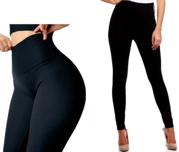 LEGGINSY Getry PRĄŻEK BAMBUSOWE WYSOKI STAN L/XL
