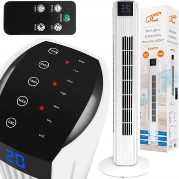 MOCNY WENTYLATOR KOLUMNOWY WIATRAK STOJĄCY PODŁOGOWY OSCYLACJA TIMER PILOT