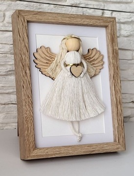 МАКРАМЕ АНГЕЛ В РАМКЕ НА КРЕЩЕНИЕ, ДЕНЬ РОЖДЕНИЯ, КРЕЩЕННЫЕ СУВЕНИРЫ ПОДАРОК