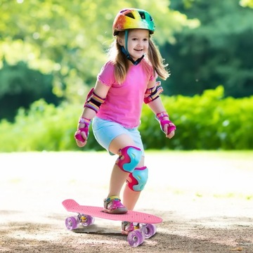 SKATEBOARD FISK BOARD СВЕТЯЩИЕСЯ КОЛЕСА LED RGB 56 CM Розовый для девочек