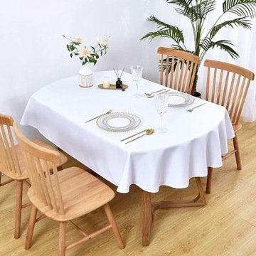 Jemidi obrus plamoodporny biały owalny 135cm x 180cm