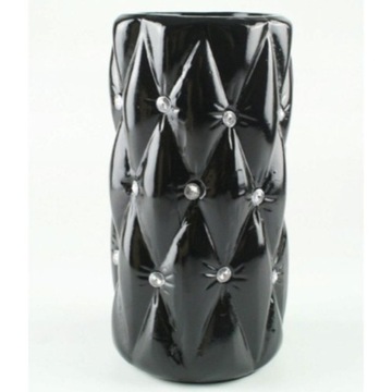 Czarny wazon ceramiczny z kryształkami TG29000-1 glamour 24 cm