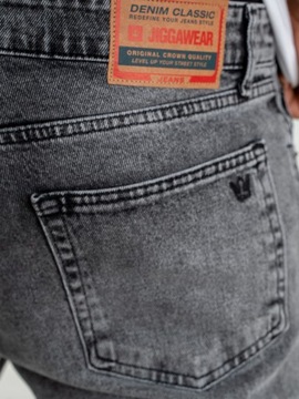 SPODNIE JEANS MĘSKIE REGULARNE DENIM PROSTE Logo JIGGA Sprane CZARNE 36