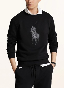 Bluza Ralph Lauren czarne skórzane logo czarna - L