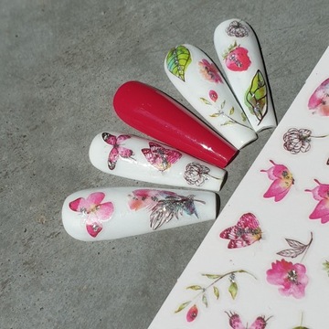 Самоклеящиеся наклейки для ногтей для украшения ногтей, розовые бабочки