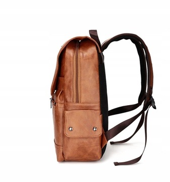 PLECAK MĘSKI MIEJSKI DO PRACY JAKOŚĆ POJEMNY Z KIESZENIAMI BRĄZ