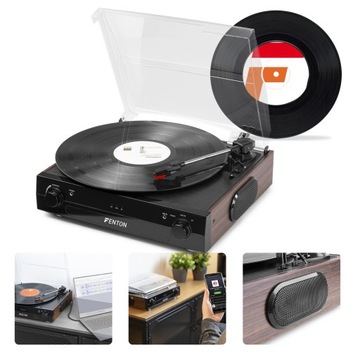 Gramofon z głośnikami BT USB RCA NAGRYWANIE MP3