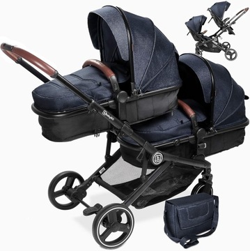 BabyGO Wózek dla rodzeństwa Twiner Blue